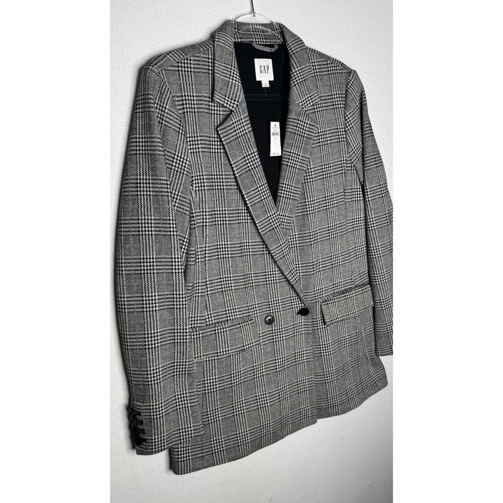 2018s GAP Glen Plaid Double Breasted Blazer Jacket Gray Black Size L/XL 14 NWT - Picture 7 of 15